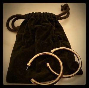 Michael Kors Brown Tortoise & "Gold" Hoop Earrings